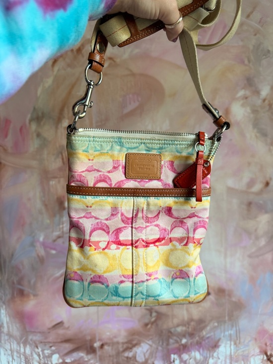 Coach Handbags - Coach Multicolor Pastel Signature Canvas Crossbody Bag